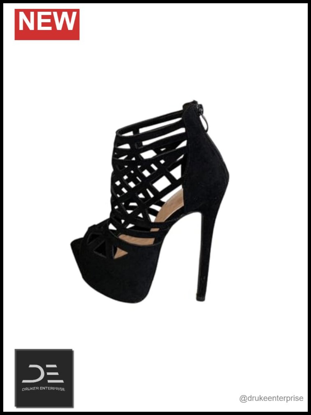 Strappy Stiletto Heels Platform 6.3 inch Faux Leather